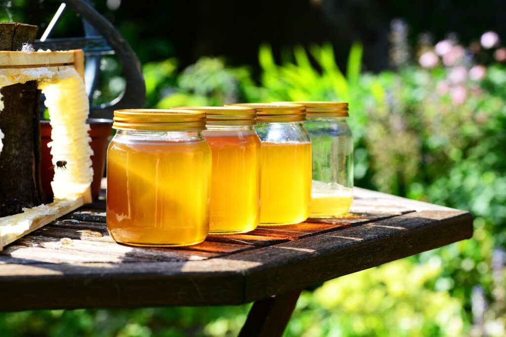 honey, jars, harvest